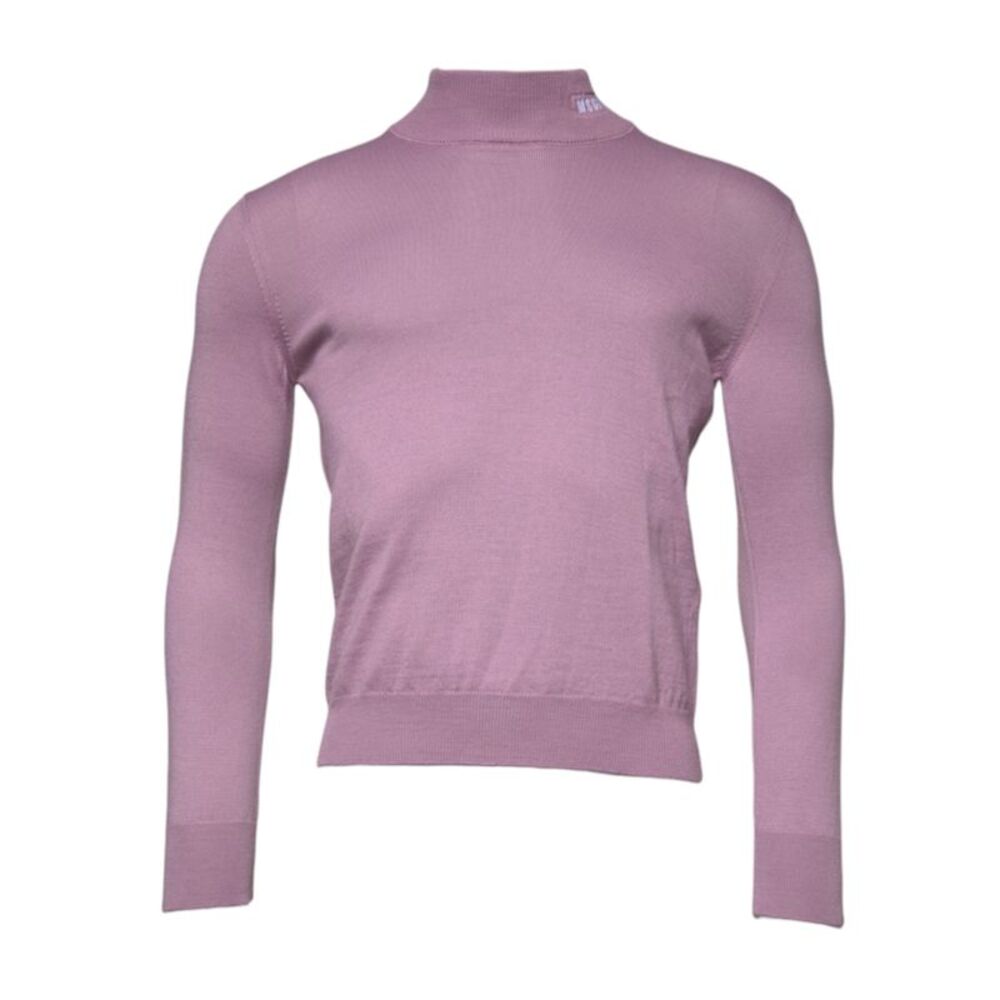 MSGM Purple Wool Knit Turtle Neck Long Sleeve Pullover Men's Sweater